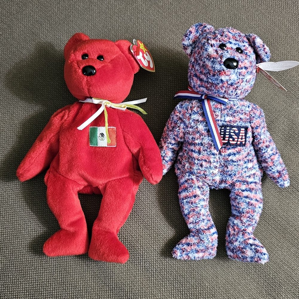 Ty Stuffed Animals Red and Multicolor Bears